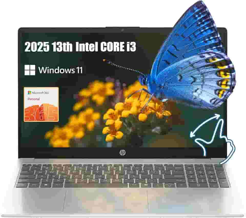 HP Laptop com tela sensível ao toque de 15,6 polegadas AI 2025-6Core Intel i3-1315U Beat i5-1230U - Wi-Fi 6 - Windows 11 - Office 365 One Year - Laptop Computadora - Work Business College (8 GB RAM |