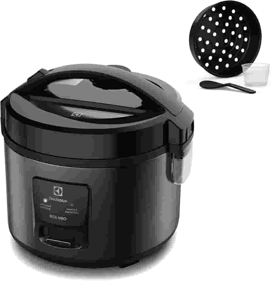 Electrolux Panela Elétrica vapor arroz capacidade 2L 6 Xícaras 2 em 1 timer panela removivel antiaderente tampa com visor transparente ERC10 inox 220v por Rita Lobo Electrolux digital capacidade 6L silenciosa segura 10 travas segurança 15 receitas pré-programadas 3 níveis pressão PCC20 inox preto 220v por Rita Lobo