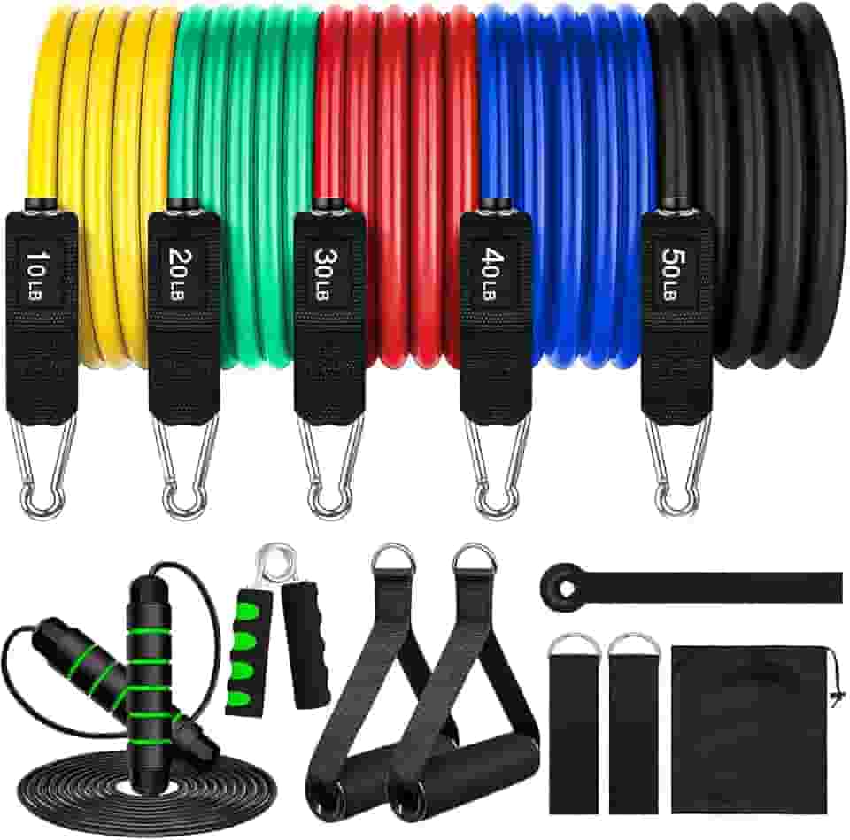 Zenkon Kit Elastico para Exercicio Musculação, Elastico para Treino, Kit Elástico Extensor 11 Peças – Exercício Funcional e Treino, Elástico Academia para Treino em Qualquer Hora