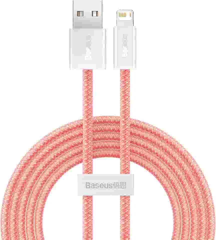 Cabo Baseus Dynamic Lightning 2.4A 2m - Carregamento Rápido, Transferência 480Mbps, Compatível com iPhone até 14, Trança Nylon Reforçada (Vermelho)