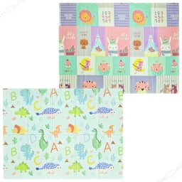Tapete de Atividades Infantil Tatame Portátil dos Bebês e Crianças, Dupla Face, Dobrável, Macio, Gigante - Fácil de Guardar (BICHOS)