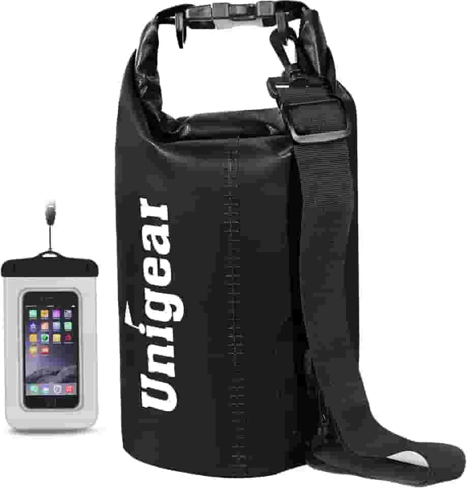 Unigear Bolsa seca à prova d'água, sacos flutuantes e leves para caiaque, barco, pesca, natação e acampamento com capa de telefone à prova d'água