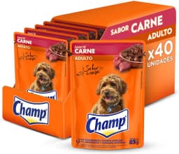 Pack Ração Úmida Champ Sachê Cães Adultos Sabor Caseiro Carne 85g - 40 unidades
