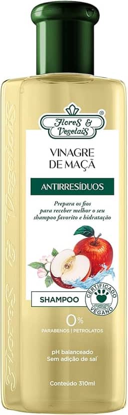 Flores & Vegetais Shampoo Vinagre De Maçã Antirresíduos 310Ml