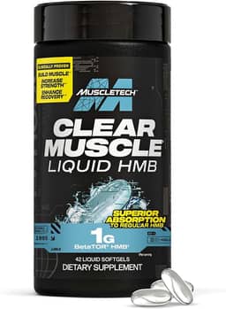 Muscletech Suplementos HMB 1000 mg, músculo transparente (42 cápsulas gelatinosas líquidas) - HMB de mais alto grau para músculo magro e recuperação - Suplemento muscular livre de HMB - Ajuda a