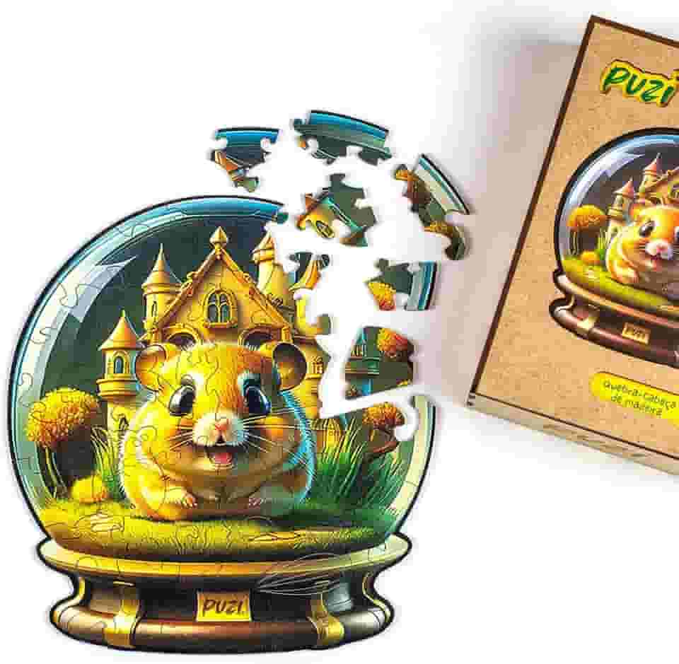 Quebra-Cabeça Orbe Hamster 50 peças de madeira - Puzi