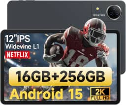 Tablet atualizado de 12 polegadas Android 15 com ROM de 256 GB, processador Helio G99 Octa-Core, tablet Android para jogos, tela FHD grande de 2K, câmera dupla de 21 MP, WiFi 5G/2,4G, GPS, suporte de