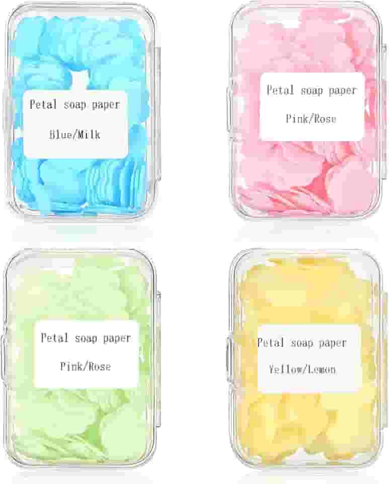 Folhas de sabão portáteis 400 folhas – Lavagem à mão perfumada compostável para viagens ao ar livre/acampamento/caminhadas, mini sabonete solúvel descartável (mistos aromas, pacote de