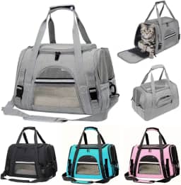 Bolsa Pet Transporte Viagem Avião Para Cães Gatos Luxo (cinzaa)