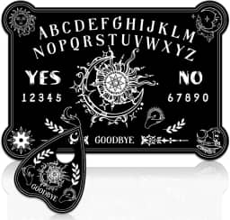 WEBEEDY Black Wooden Spirit Talking Board with Planchette Divination Board with Sun Moon and Star, Pendulum Dowsing Divination Boards Set for Adult Family Party Gathering Metaphysical Message Supplies