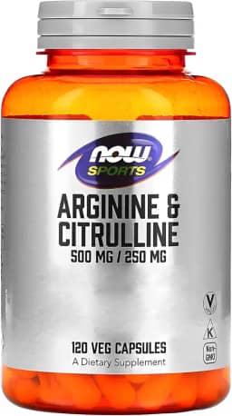 NOW Foods Arginina 500mg e Citrulina 250mg 120Cáps Importado