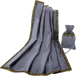 BLESSUME Toalha de mesa de tarô de altar para leitura Wicca quadrada de veludo com bolsa de tarô (cinza 1)
