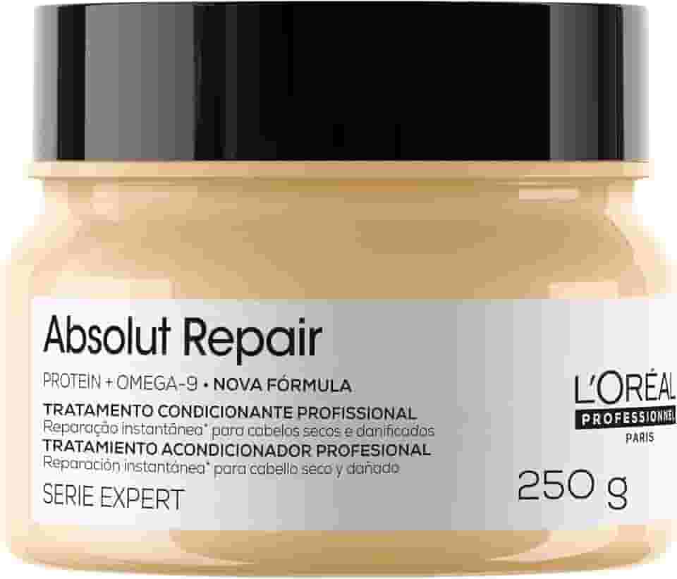 L'Oréal Professionnel Serie Expert Absolut Repair, Máscara de Reparação Intensiva para Cabelos Danificados e Finos com Quinoa Dourada, Reconstrução Instantânea e Brilho Intenso, 250g
