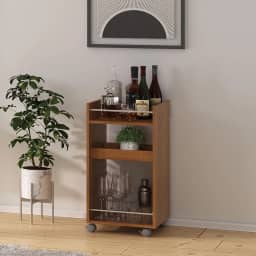 Bar carrinho com rodízios BRITO cor Cinamomo - Artely