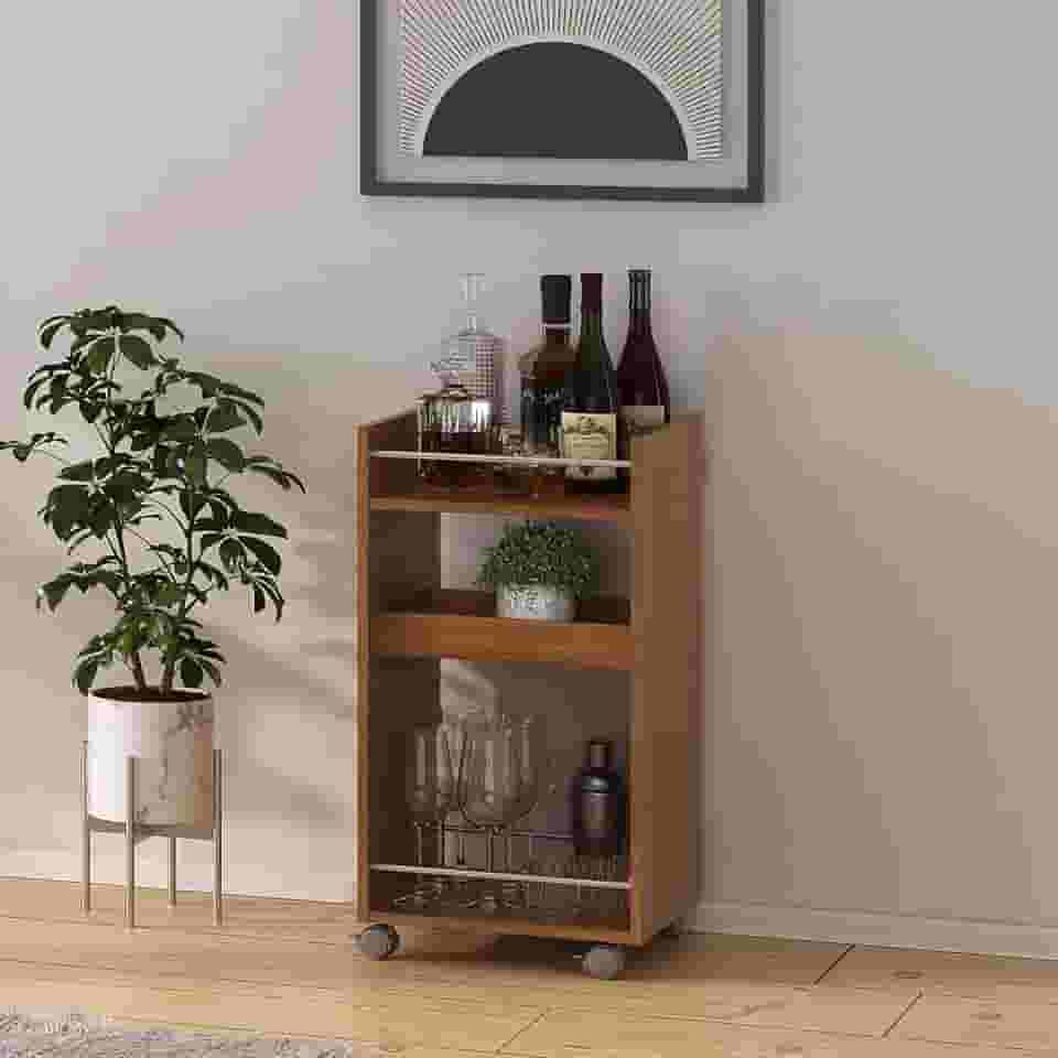 Bar carrinho com rodízios BRITO cor Cinamomo - Artely