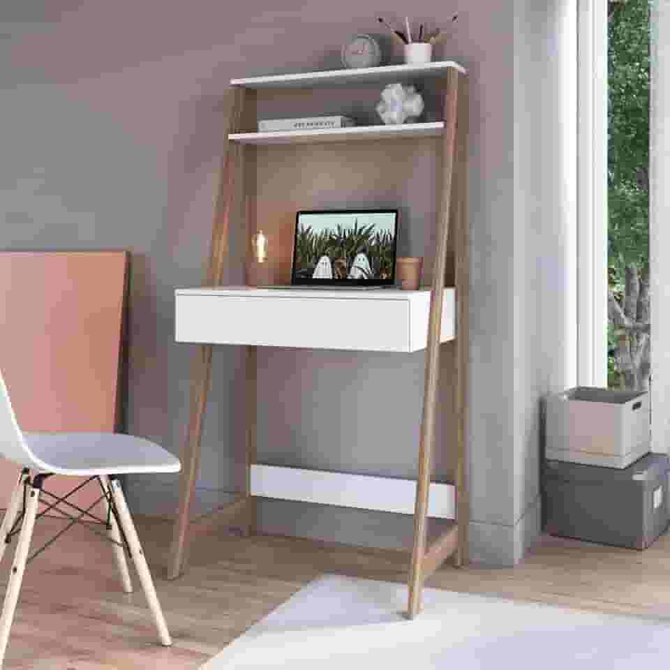 Escrivaninha Estante para Escritório com 1 Gaveta Branco/Montana