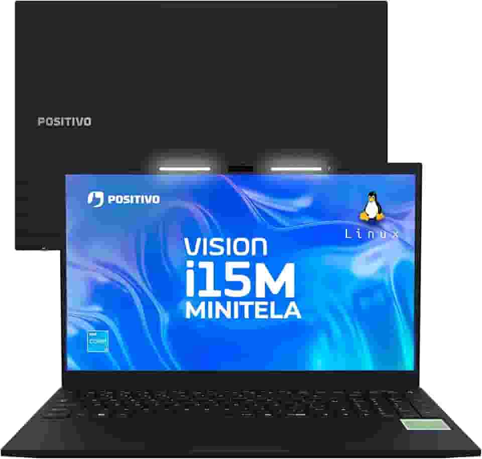 Notebook Positivo Vision i15M Minitela Intel Core 3 N300 8GB 256GB SSD Wi-Fi 6 Linux - Tela 15,6" Full HD IPS Antirreflexo - Preto memória expansível até 16 GB