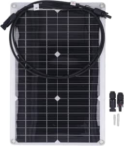 Painel Solar Flexível de 20 W 18 V, Placa de Carga Solar Monocristalina para Bateria de 12 V, Câmera de Segurança, Fora Rede, Carro de van Com Cabine de RV Marinho
