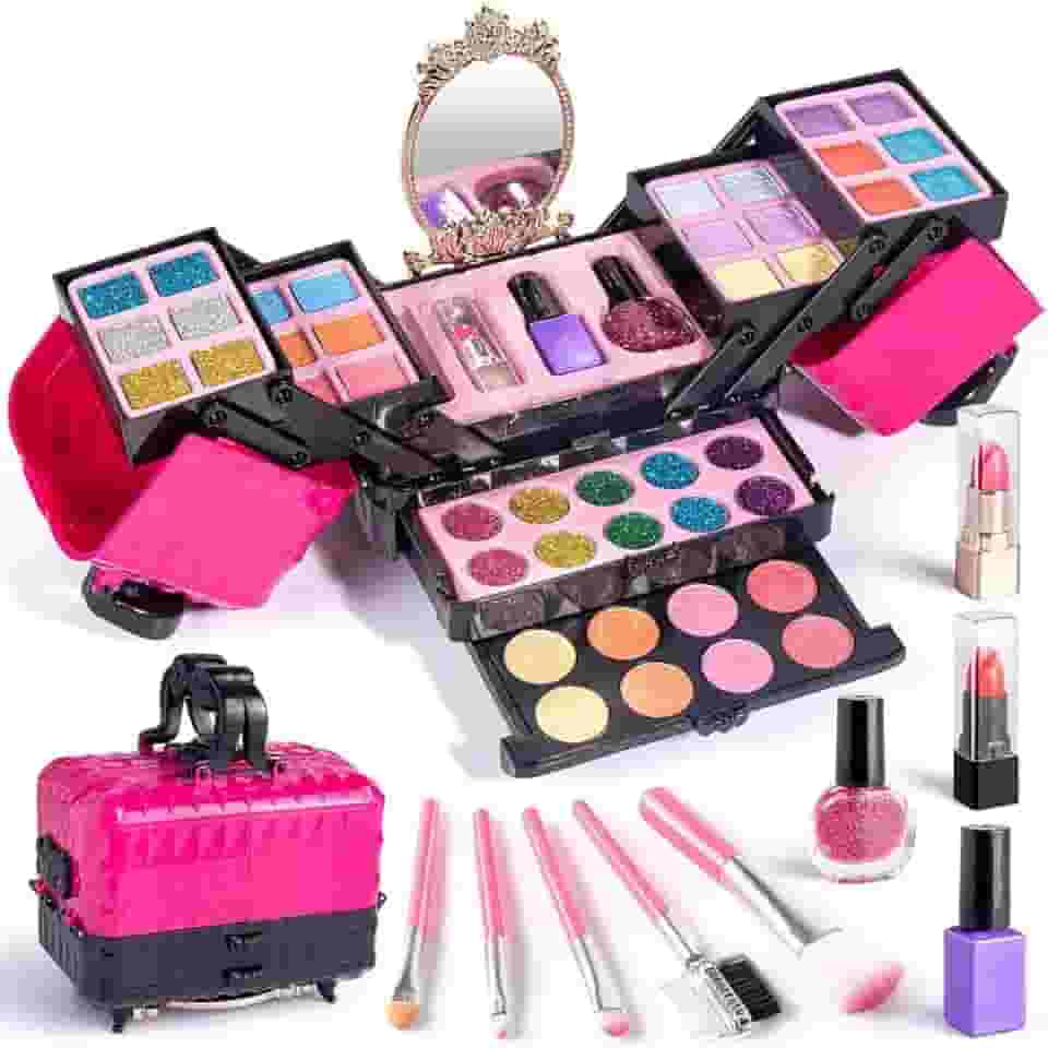 52 Peças Kit De Maquiagem Infantil Lavável Para Meninas 3 A 12 Anos