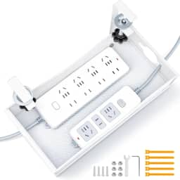 Gestão de cabos extra larga para debaixo da mesa, caixa de gerenciamento de cabos de instalação sem broca, organizador de cabos moderno para mesa de escritório / casa, adapta-se às extensões e