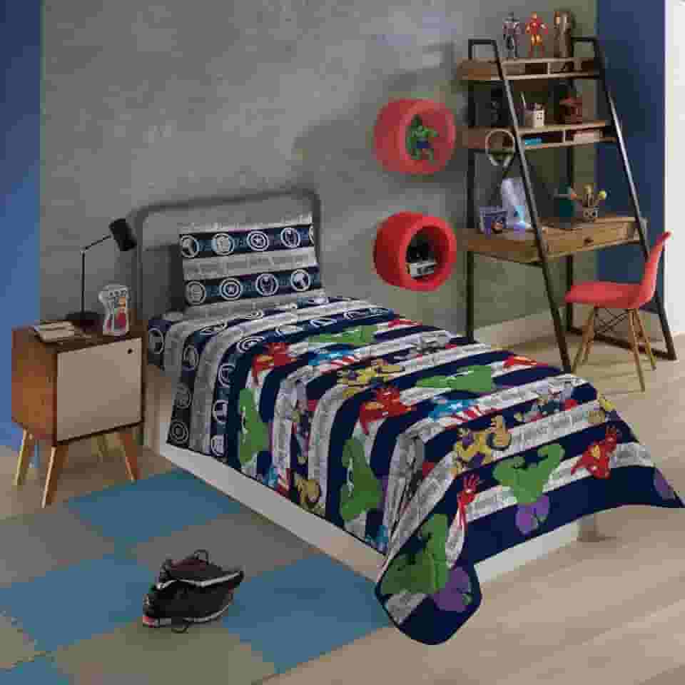 Lepper, Edredom Avengers Solteiro Infantil Dupla Face Microfibra Lepper