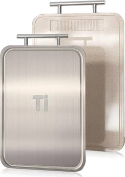 Tábua de Corte de Titânio para Cozinha, Dupla Face para Carnes, Frutas e Vegetais, Canaletas Antirrespingo, Material de Titânio Puro e PP, Fácil de Limpar, Lavável em Lava-louças, 39 x 25 cm