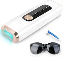 MEUKPE Depilação A Laser, Dispositivo De Remoção De Pelos Ipl Para Mulheres E Homens, Redução Segura E Duradoura No Crescimento De Pelos Para Axilas, Pernas, Braços E Costas Do Rosto (Branco/Dourado)