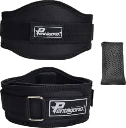 Cinturão Academia Tamanho Único Ajustável Pentágono New Sport, (Serve do PP ao GG), com Proteção Lombar e Fecho, Apoio Removível, Confortável e Seguro