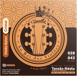 Encordoamento Nylon Cristal C/Bolinha Cobre Prata Media P/Violão 0.028-0.043 – Rvvnm