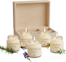 Kit 5 Velas Aromáticas Perfumadas | 50g cada - Alecrim, Baunilha, Lavanda, Jasmim, Canela - Fragrância Extendida - Cera de Coco e Soja