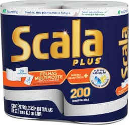 Scala Plus Papel Toalha Multipicote, 200 Toalhas (2 Rolos de 100 Toalhas Cada)