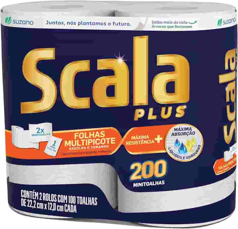 Scala Plus Papel Toalha Multipicote, 200 Toalhas (2 Rolos de 100 Toalhas Cada)