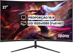 Monitor Curvo Gamer LCD 27' 180Hz 1ms 1920x1080 (Full HD) Conexão HDMI e DisplayPort