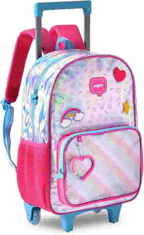 Mochila Infantil com Rodinha, Clio, Happy, G, Estojo e Lancheira