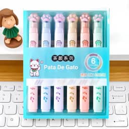 Conjuntos de Marca-Textos Pata de Gato Em Tons Pastel, Ponta Suave e Delicada Para Anotações Em Diário, Aulas, Livros e Bíblia. Marcadores de Texto Ideal Presente Para Crianças (6 und (Patinha))