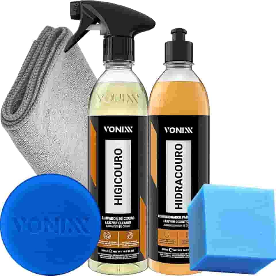 Kit Limpeza e Hidratação de Couro, Bancos, Sofás, Bolsas e jaquetas de Couro. Vonixx Hidracouro e Higicouro