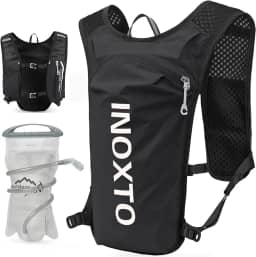 INOXTO Mochila de Colete de Hidratação para Corrida, Pacote Leve e Isolado com Bolsa de Bexiga de Água de 1,5L para Caminhada, Trilha, Corrida, Ciclismo, Maratona para Mulheres e Homens (Preto)