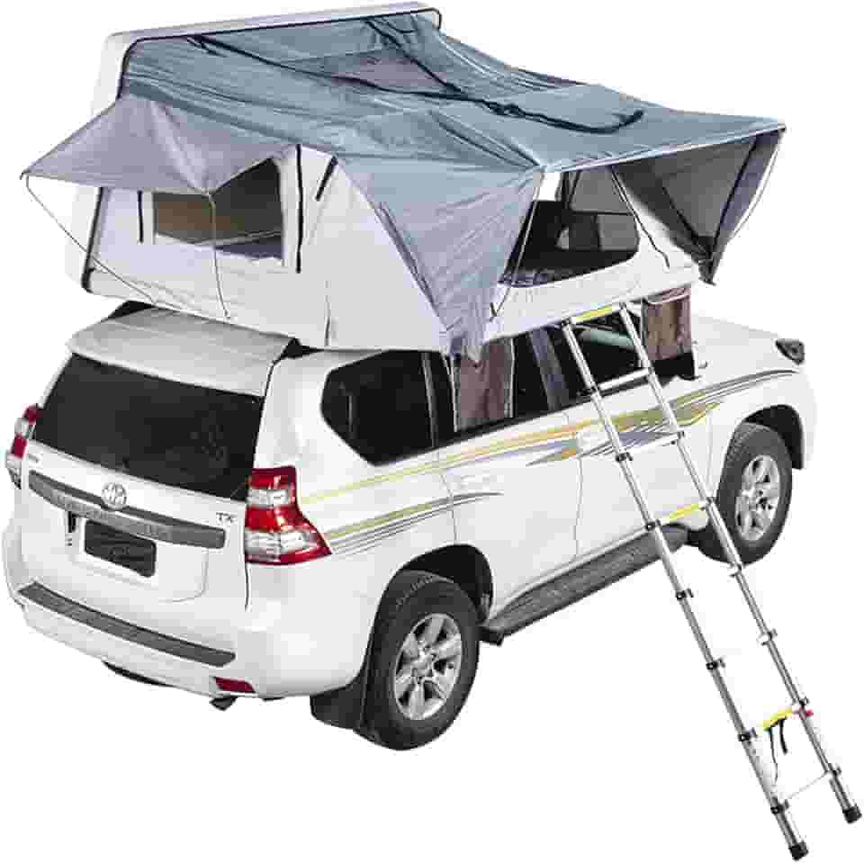 Barraca de acampamento ao ar livre, 4 grandes espaços, barraca de teto para carro ao ar livre, barraca para esportes ao ar livre, barraca rígida para 3 a 4 pessoas (F)