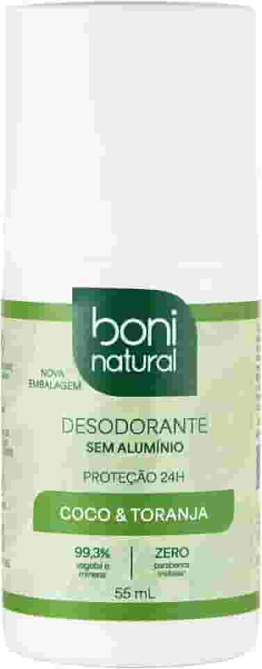 Desodorante Roll-On sem Alumínio, Natural, Vegetal e Vegano, Coco e Toranja, Boni Natural, 55ml
