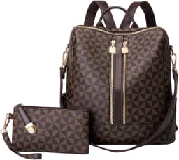 Mochilas femininas moda bolsa de couro PU design multiuso bolsa conversível mochila de viagem bolsa e bolsa 2 peças