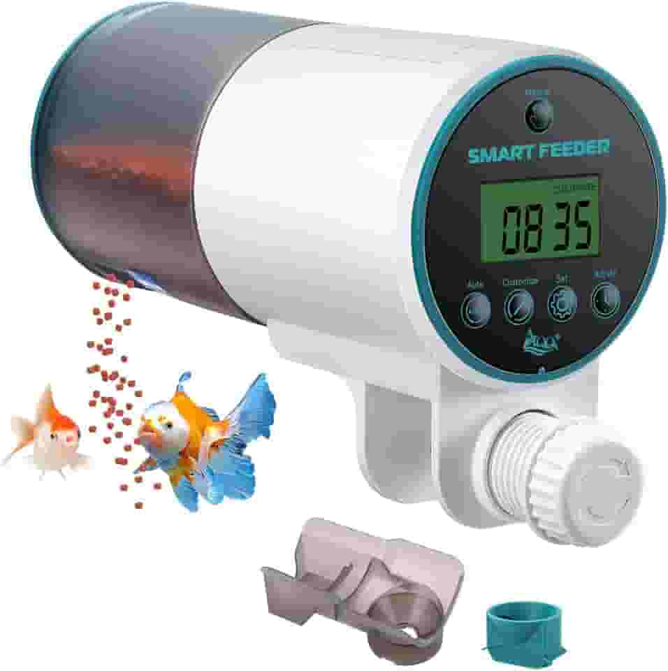 AQQA Alimentador automático de peixes para aquário – Dispensador automático programável de alimentos para peixes, 230 ml de grande capacidade, alimentador de temporizador de tanque de fim de semana