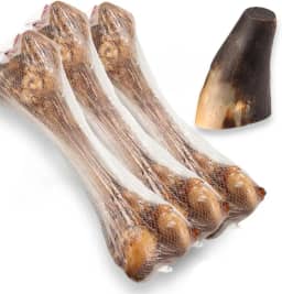 Kit 4 Osso Pet Femur Defumado Suino, Tamanho 20 CM, Para Cachorro(3 Osso + Chifre)