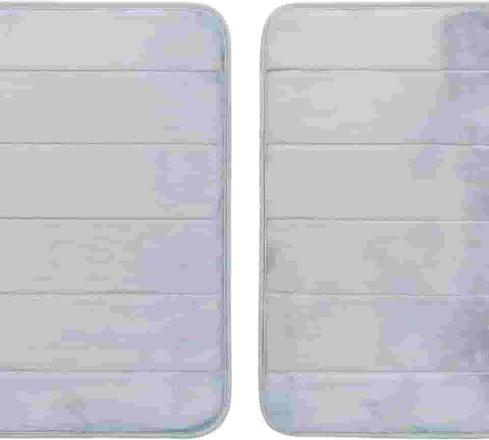 kit 2 Tapetes Para Banheiro Antiderrapante Macio Super Soft Poliester Emborrachado Facil De Limpar Tapete Antiderrapante 60x40cm - THREE BROTHERS (Tapete Cinza Claro)