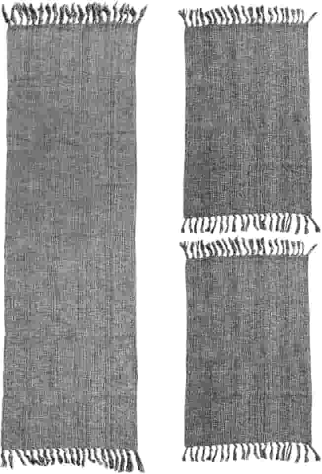 Jogo de Tapetes para Cozinha 3 Peças Decolab Básico | Kit com 1 Passadeira e 2 Tapetes para Cozinha | Design Liso em Algodão Premium | Tapetes Laváveis e Duráveis (Preto Mescla, 3 Peças)