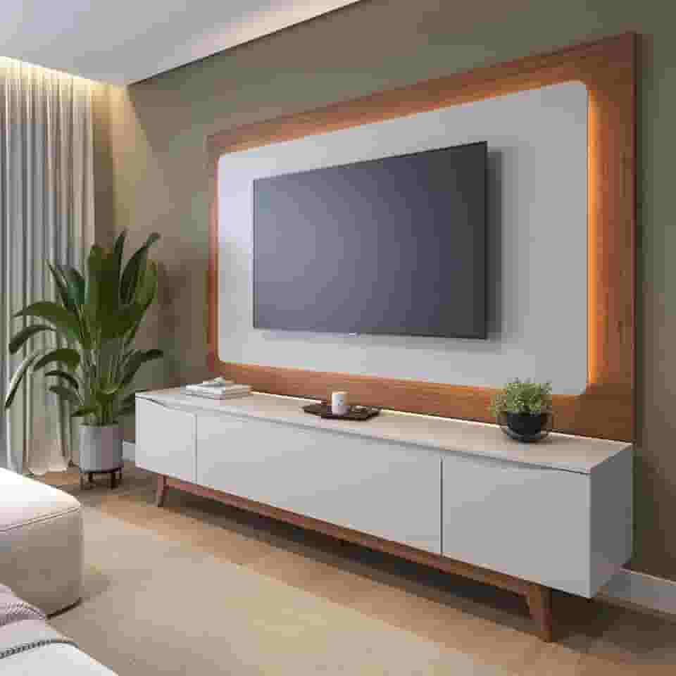 Rack para Tv 75 Polegadas Flynt 220cm Off White/Natural