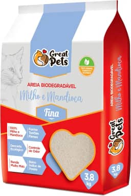 Areia Biodegradável Milho E Mandioca Grossa Great Pets 3,8kg