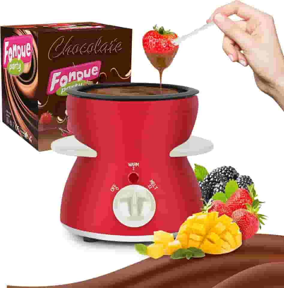 OFFKITSLY Conjunto de panela de fondue, mini conjunto de panela elétrica de fondue para derreter queijo de chocolate, máquina de fondue com garfos de imersão para presente de festa de aniversário de
