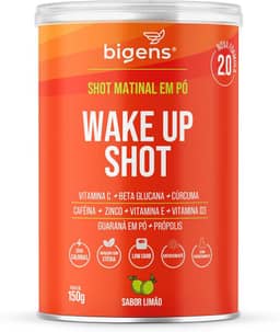 Wake up shot, vitamina c, própolis, gengibre, cúrcuma, guarana e zinco, Sabor Limão, 150g, Bigens (Unidade)