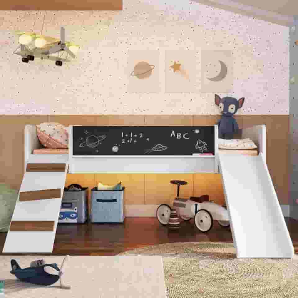 Cama Infantil Épic com Escorregador Branca