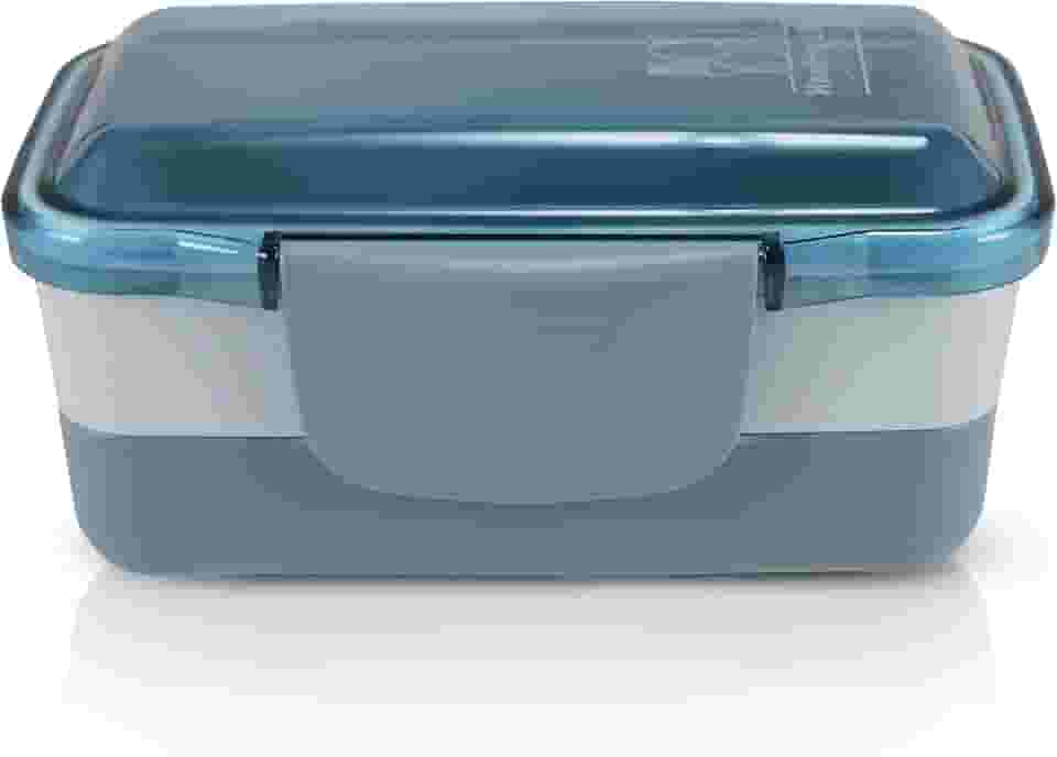 Marmita 2 Divisorias Vasilha Esquenta Fitness Congelar Pote Cor:Azul